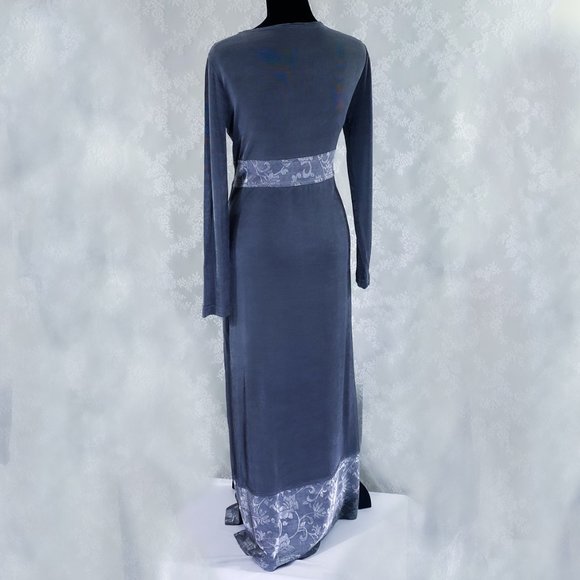 Gray Long Sleeve Lace Bodycon Dress Dressing Clio Waist Detail Stretch Gown S - Picture 9 of 13